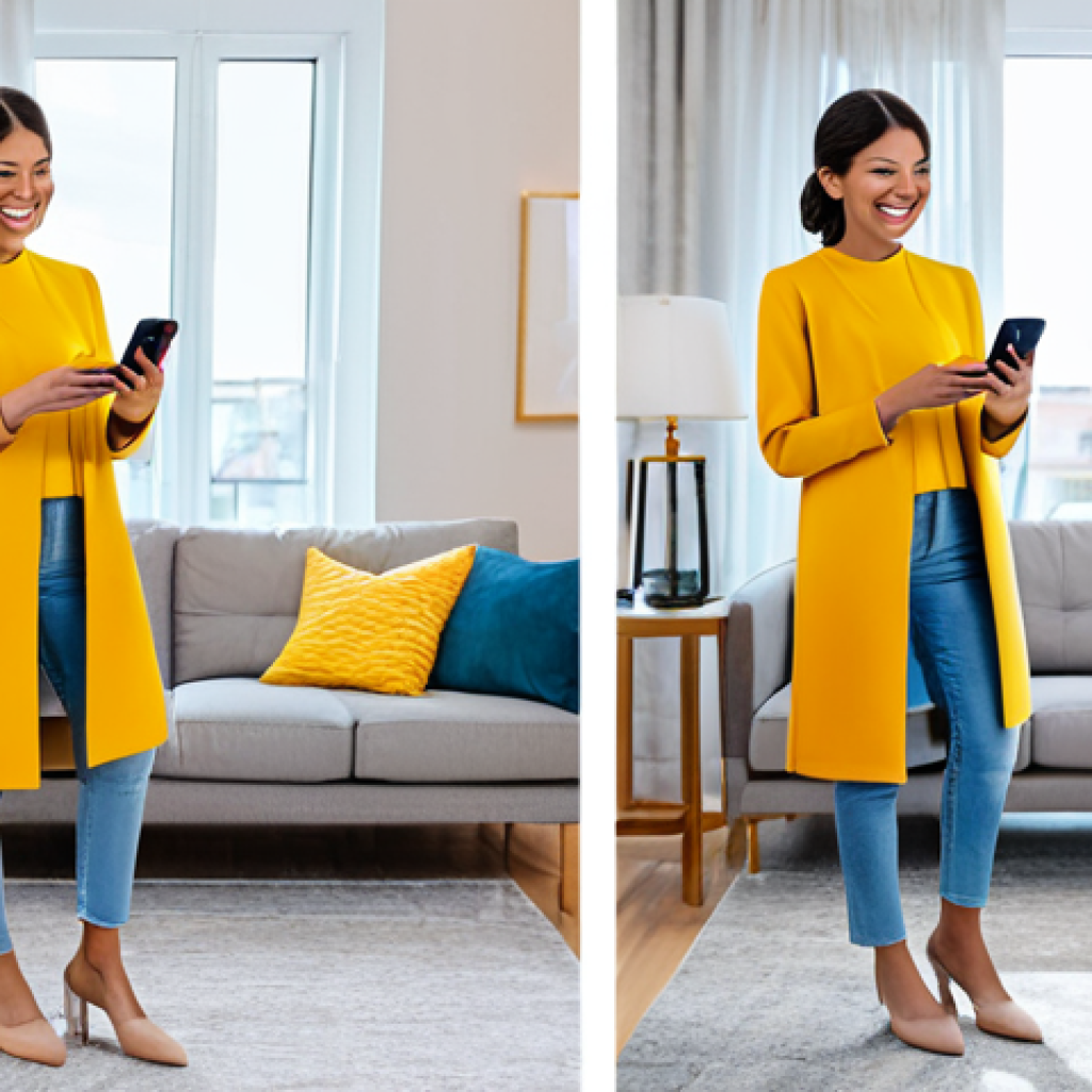 증강현실과 소비자 경험의 변화 - Online Shopping Transformation with AR**

"A woman smiling while virtually trying on a stylish, full...