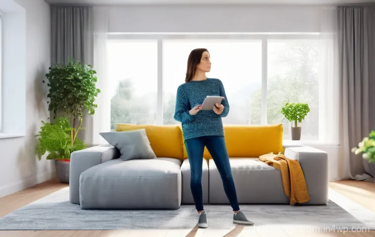 증강현실과 가상 현실의 차이와 통합 사례 - **Augmented Reality Interior Design:**
    A vibrant, realistic image of a young adult woman in her ...