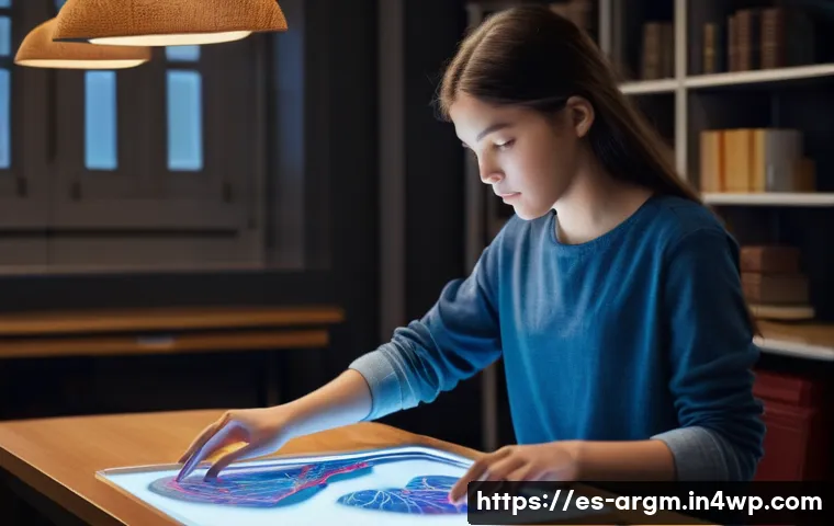 증강현실을 활용한 온라인 수업 개선 - **Prompt:** "A vibrant, dynamic scene of a young female student, approximately 16 years old, with sh...